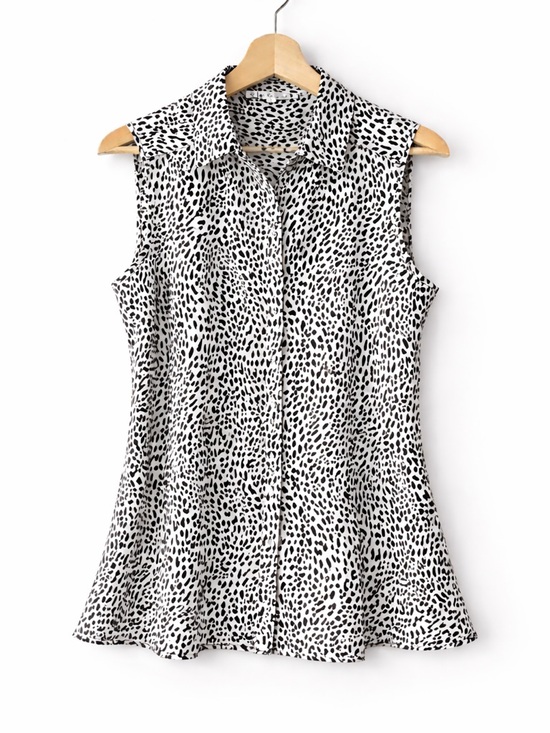 cleo Tops - CLEO Black & White Print Sleeveless Blouse Medium